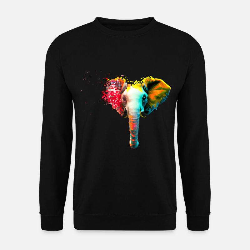 Elefantenkopf mit Farbexplosion - Unisex Pullover - Schwarz