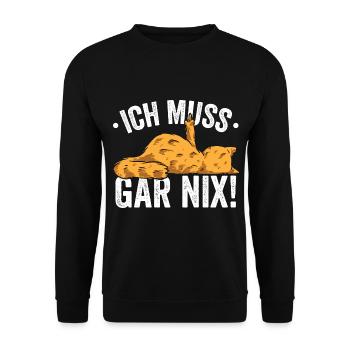 Ich muss Gar Nix! - Unisex Pullover - Schwarz - Vorne - Alina (178cm) & Michal (187cm)