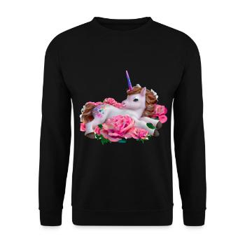 Licorne dans les roses - Sweat-shirt Unisexe - noir - Devant - Alina (178cm) & Michal (187cm)