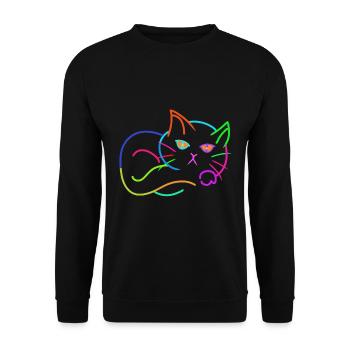 Regenbogen Katze bunt farbenfroh Kinder - Unisex Pullover - Schwarz - Vorne - Alina (178cm) & Michal (187cm)