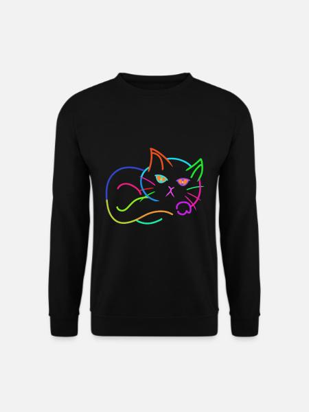 regnbue, kat, farverig, farverig, børn - Unisex sweater - sort