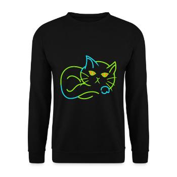 Vintage Cat Retro House Tiger Tired - Unisex Sweatshirt - black - Front - Alina (178cm) & Michal (187cm)