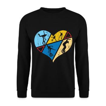 Einrad Zirkus Jonglieren - Unisex Pullover - Schwarz - Vorne - Alina (178cm) & Michal (187cm)