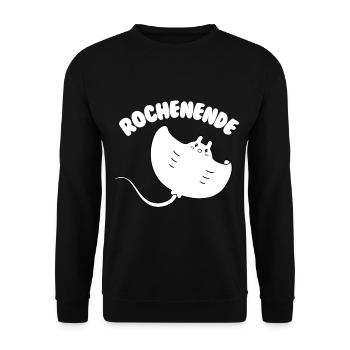 Lustiges Rochenende Geschenk für Mantarochen-Fans - Unisex Pullover - Schwarz - Vorne - Alina (178cm) & Michal (187cm)