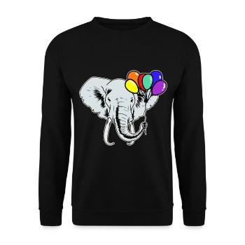 Elefanten Elefant Luftballons Regenbogen LGBT - Unisex Pullover - Schwarz - Vorne - Alina (178cm) & Michal (187cm)
