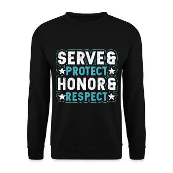 Police Officer Serve Protect Honor And Respect - Unisex Sweatshirt - black - Front - Alina (178cm) & Michal (187cm)