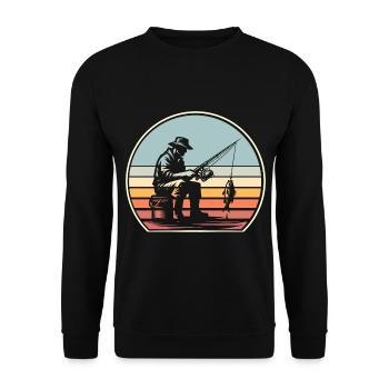 Fishing Anglers Fishing - Unisex Sweatshirt - black - Front - Alina (178cm) & Michal (187cm)