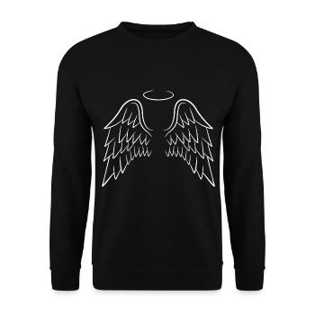 Engelsflügel Flügel Engel weiß - Unisex Pullover - Schwarz - Vorne - Alina (178cm) & Michal (187cm)