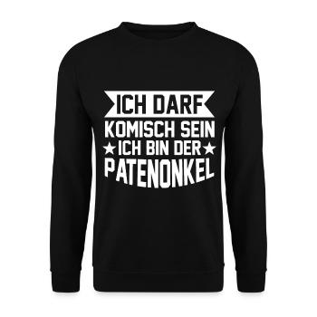 Patenonkel Patenfrage Onkel - Unisex Pullover - Schwarz - Vorne - Alina (178cm) & Michal (187cm)