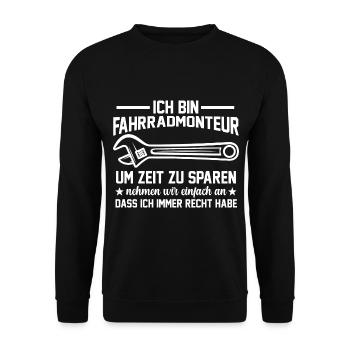 Fahrradwerkstatt Fahrradmechaniker Fahrradmonteur - Unisex Pullover - Schwarz - Vorne - Alina (178cm) & Michal (187cm)