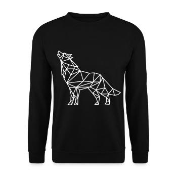 Wolf Geometric Lines - Unisex Sweatshirt - black - Front - Alina (178cm) & Michal (187cm)