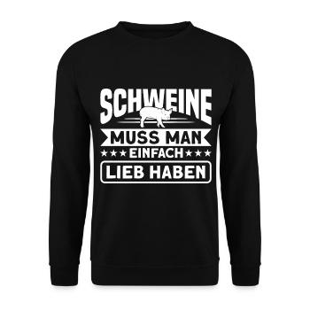 Schweine Schwein Schweinezüchter Geschenk - Unisex Pullover - Schwarz - Vorne - Alina (178cm) & Michal (187cm)