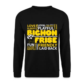 Ich liebe Bichon Frise Hundeliebhaber Welpe Pfote - Unisex Pullover - Schwarz - Vorne - Alina (178cm) & Michal (187cm)