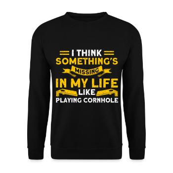 Cornhole Game Cornhole Joueur Cornhole Cadeau - Sweat-shirt Unisexe - noir - Devant - Alina (178cm) & Michal (187cm)