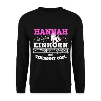 Hannah Mädchen Geschenk - Unisex Pullover - Schwarz - Vorne - Alina (178cm) & Michal (187cm)