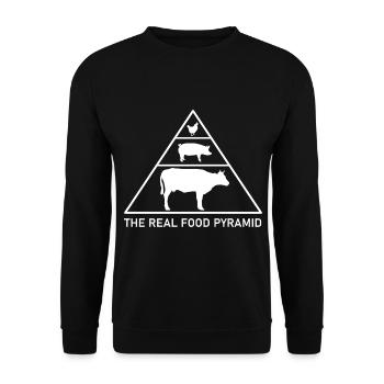 The Real Food Pyramid - Beef, Pork, Chicken - Unisex Sweatshirt - black - Front - Alina (178cm) & Michal (187cm)