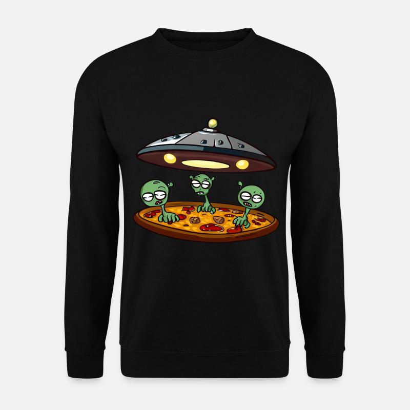 Pizza UFO mit Alien Crew - Unisex Pullover - Schwarz