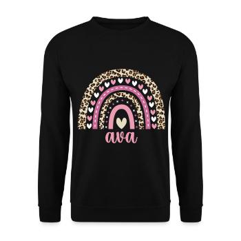 Ava Regenbogen Name Geburtstag Ava - Unisex Pullover - Schwarz - Vorne - Alina (178cm) & Michal (187cm)
