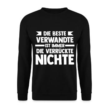 Onkel Tante Nichte - Unisex Pullover - Schwarz - Vorne - Alina (178cm) & Michal (187cm)