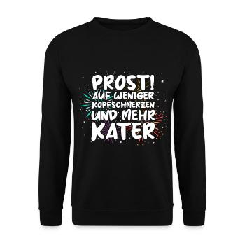 Neujahr Feuerwerk Silvester - Unisex Pullover - Schwarz - Vorne - Alina (178cm) & Michal (187cm)