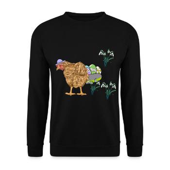 Poulet Volaille Œufs Nid Œufs de Pâques Pâques - Sweat-shirt Unisexe - noir - Devant - Alina (178cm) & Michal (187cm)