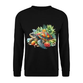 Turtle, Water Turtle, Sea, Earth Day, Nature - Unisex Sweatshirt - black - Front - Alina (178cm) & Michal (187cm)