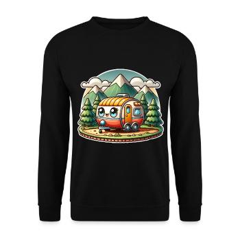 Camping Camper Wohnwagen Kinder - Unisex Pullover - Schwarz - Vorne - Alina (178cm) & Michal (187cm)