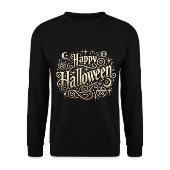 Mystical Halloween Shirt - Elegant Lettering - Unisex Sweatshirt - black - Front - Alina (178cm) & Michal (187cm)