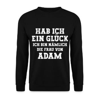 Ich bin die Frau von Adam Hochzeit - Unisex Pullover - Schwarz - Vorne - Alina (178cm) & Michal (187cm)