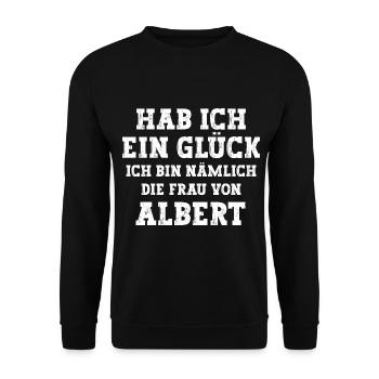 Ich bin die Frau von Albert Hochzeit - Unisex Pullover - Schwarz - Vorne - Alina (178cm) & Michal (187cm)