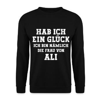 Ich bin die Frau von Ali Hochzeit - Unisex Pullover - Schwarz - Vorne - Alina (178cm) & Michal (187cm)