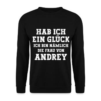 Ich bin die Frau von Andrey Hochzeit - Unisex Pullover - Schwarz - Vorne - Alina (178cm) & Michal (187cm)