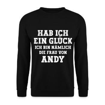 Ich bin die Frau von Andy Hochzeit - Unisex Pullover - Schwarz - Vorne - Alina (178cm) & Michal (187cm)