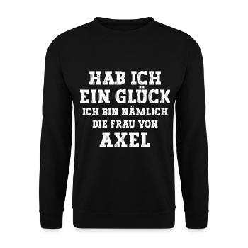 Ich bin die Frau von Axel Hochzeit - Unisex Pullover - Schwarz - Vorne - Alina (178cm) & Michal (187cm)
