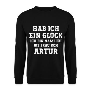 Ich bin die Frau von Artur Hochzeit - Unisex Pullover - Schwarz - Vorne - Alina (178cm) & Michal (187cm)