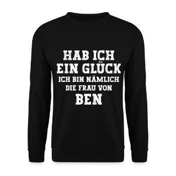 Ich bin die Frau von Ben Hochzeit - Unisex Pullover - Schwarz - Vorne - Alina (178cm) & Michal (187cm)