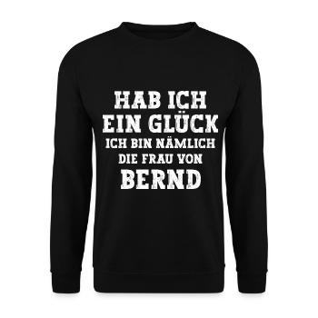 Ich bin die Frau von Bernd Hochzeit - Unisex Pullover - Schwarz - Vorne - Alina (178cm) & Michal (187cm)