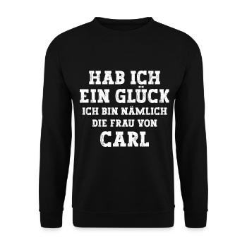 Ich bin die Frau von Carl Hochzeit - Unisex Pullover - Schwarz - Vorne - Alina (178cm) & Michal (187cm)