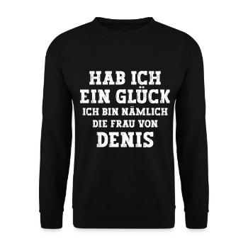 Ich bin die Frau von Denis Hochzeit - Unisex Pullover - Schwarz - Vorne - Alina (178cm) & Michal (187cm)