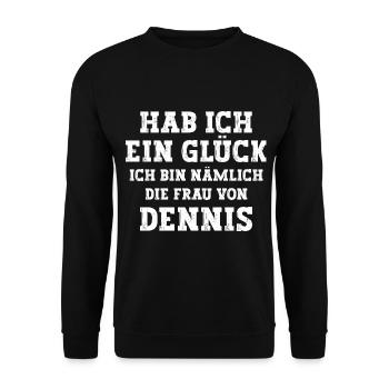 Ich bin die Frau von Dennis Hochzeit - Unisex Pullover - Schwarz - Vorne - Alina (178cm) & Michal (187cm)