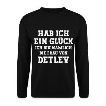 Ich bin die Frau von Detlev Hochzeit - Unisex Pullover - Schwarz - Vorne - Alina (178cm) & Michal (187cm)