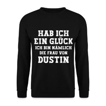 Ich bin die Frau von Dustin Hochzeit - Unisex Pullover - Schwarz - Vorne - Alina (178cm) & Michal (187cm)