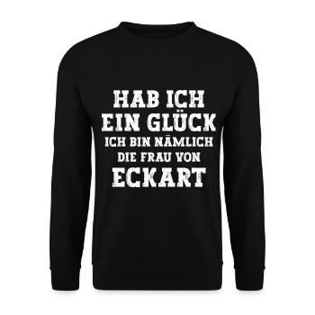 Ich bin die Frau von Eckart Hochzeit - Unisex Pullover - Schwarz - Vorne - Alina (178cm) & Michal (187cm)