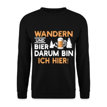 Wandern und Bier darum bin ich hier - Unisex Pullover - Schwarz - Vorne - Alina (178cm) & Michal (187cm)