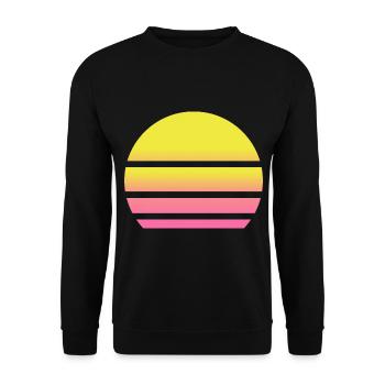 Sonnenuntergang Sonnenaufgang Retro Muster Vintage - Unisex Pullover - Schwarz - Vorne - Alina (178cm) & Michal (187cm)