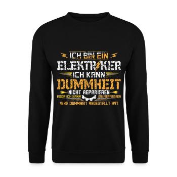 Ich bin Elektriker - Unisex Pullover - Schwarz - Vorne - Alina (178cm) & Michal (187cm)