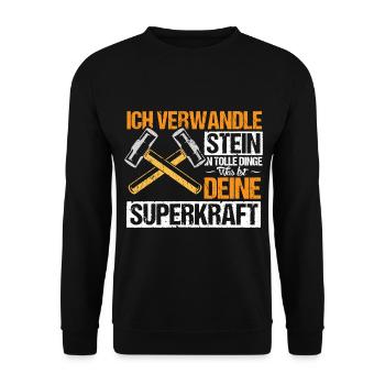 Ich verwandele Stein in tolle Dinge - Unisex Pullover - Schwarz - Vorne - Alina (178cm) & Michal (187cm)