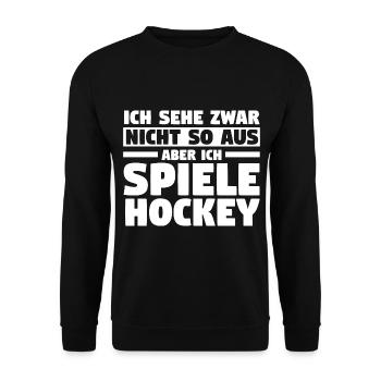 Eishockey Hockeyspieler Hockey - Unisex Pullover - Schwarz - Vorne - Alina (178cm) & Michal (187cm)
