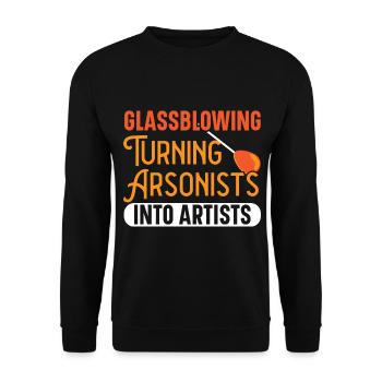 Les souffleurs de verre transforment les pyromanes en artistes - Sweat-shirt Unisexe - noir - Devant - Alina (178cm) & Michal (187cm)