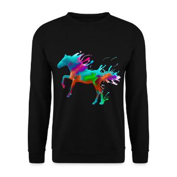 Cheval coloré - Sweat-shirt Unisexe - noir - Devant - Alina (178cm) & Michal (187cm)